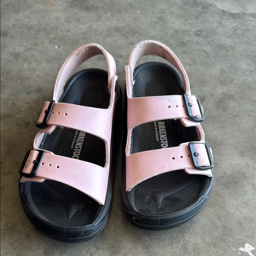 Birkenstock Pink and Black Sandals with Adjustable Straps